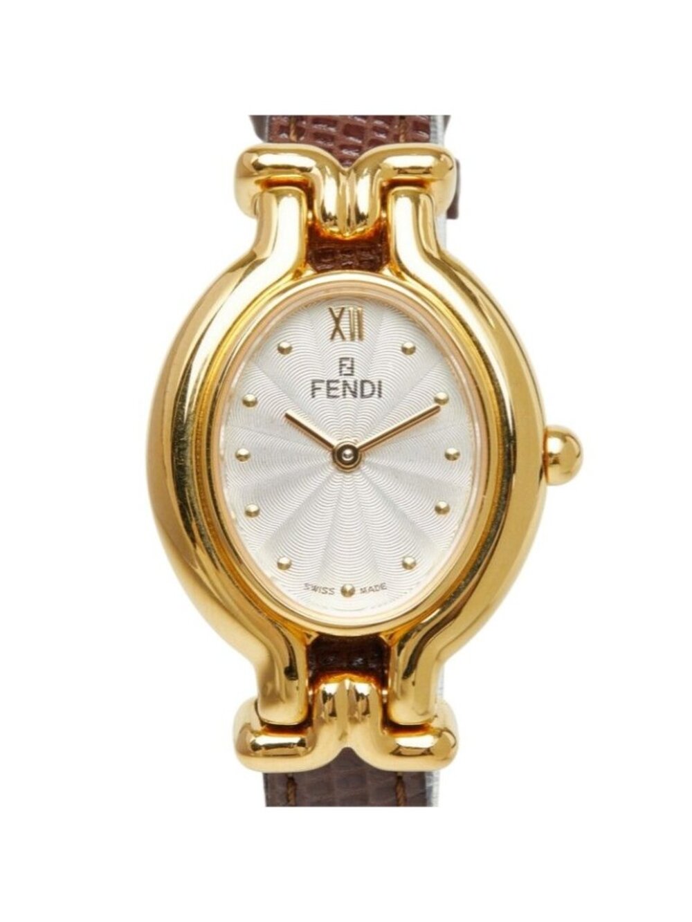 Fendi Chameleon Change Strap Watch White Gold Plated Leather